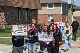 Lincoln-Way West High School students walk out of school in protest of ICE