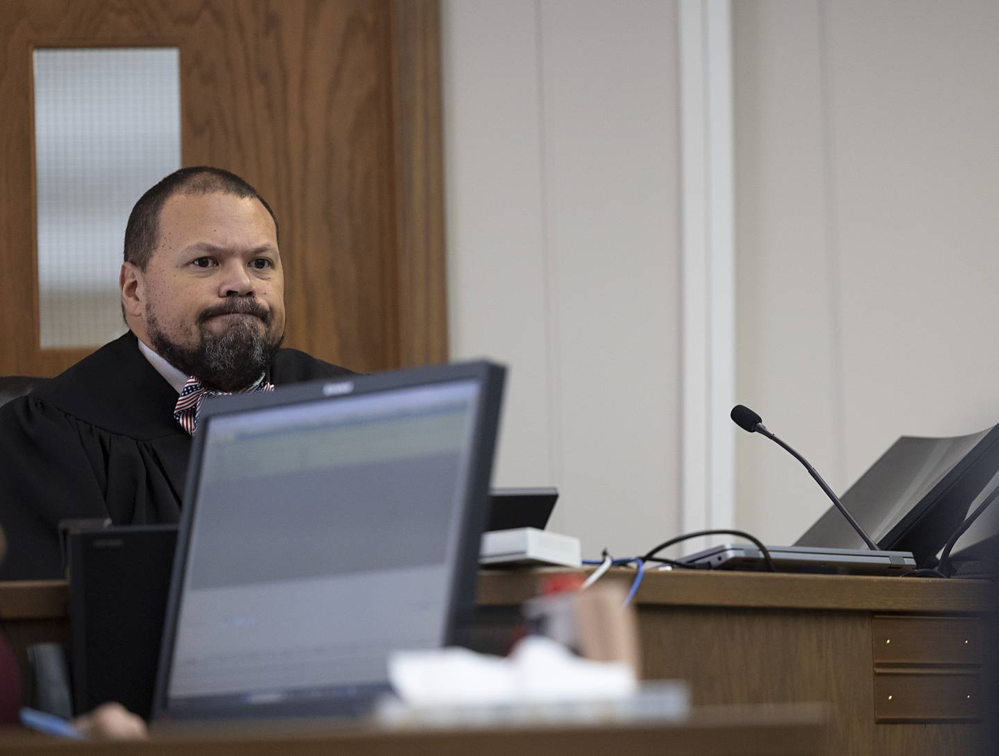 Ogle County Judge Anthony Peska oversees a hearing Friday, Feb. 20, 2026, for Matthew Herpstreith in Carroll County Court.