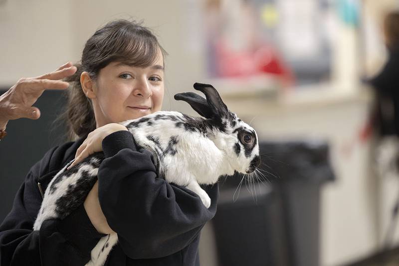 Hunny Bunny, held here by Makayla Stronczek, was a popular critter Saturday, Feb. 7, 2026, at Rock Falls’ Flock to the Rock.