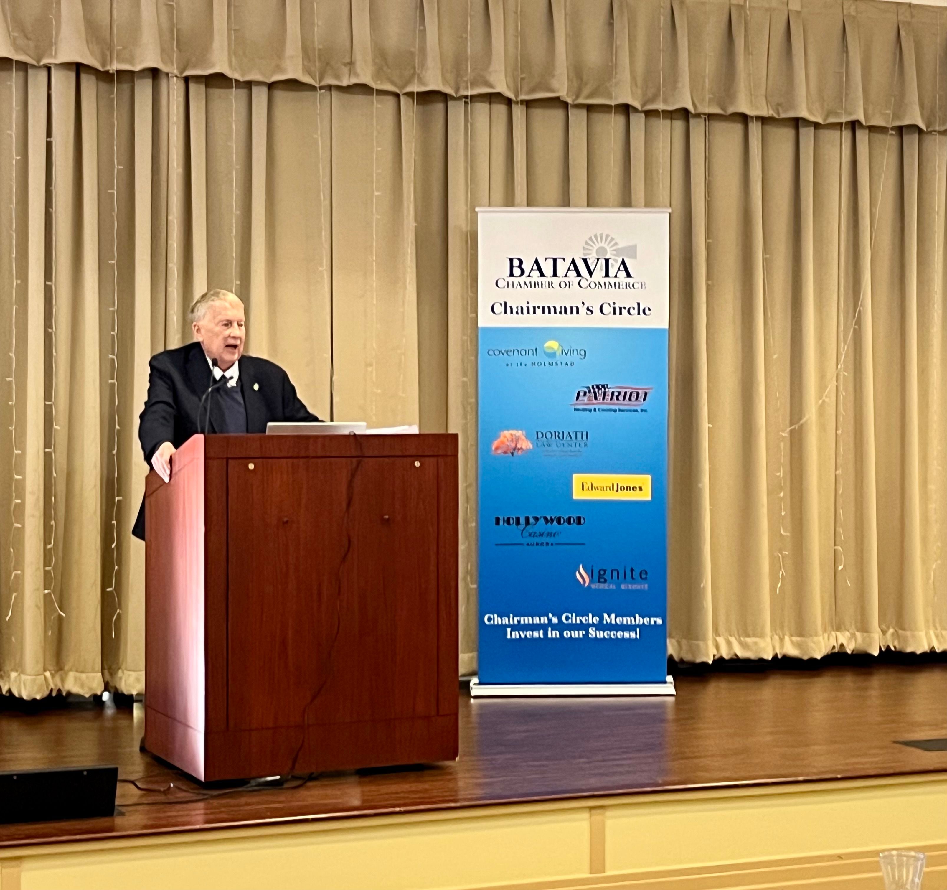 Batavia Mayor Jeff Schielke speaks during the 