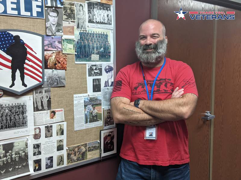 Marine Corps veteran Matthew Dolmyer works for the Veterans Assistance Commission of Kendall County as a veterans service officer/veterans court liaison.