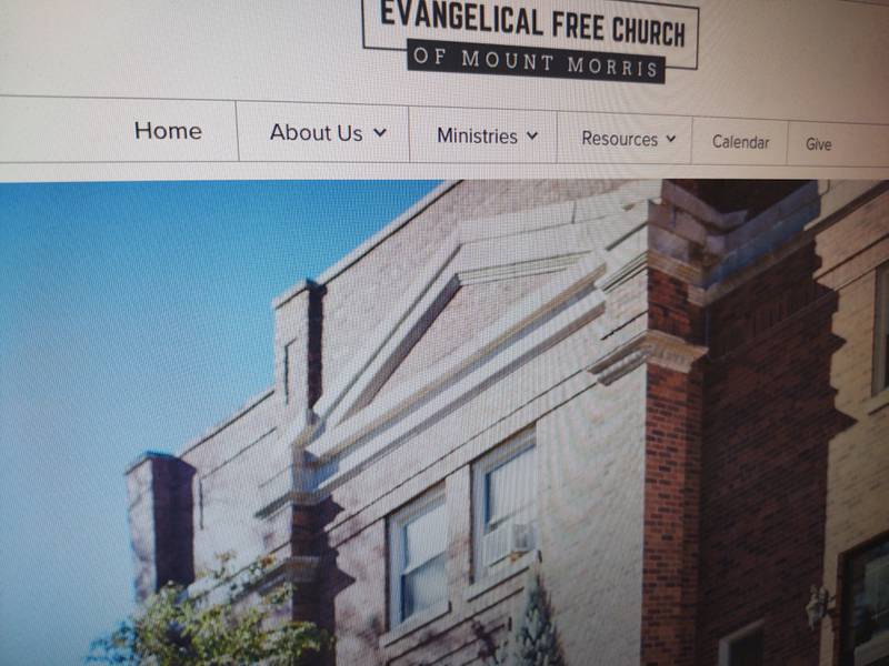 A photograph of the website of the Evangelical Free Church of Mount Morris.