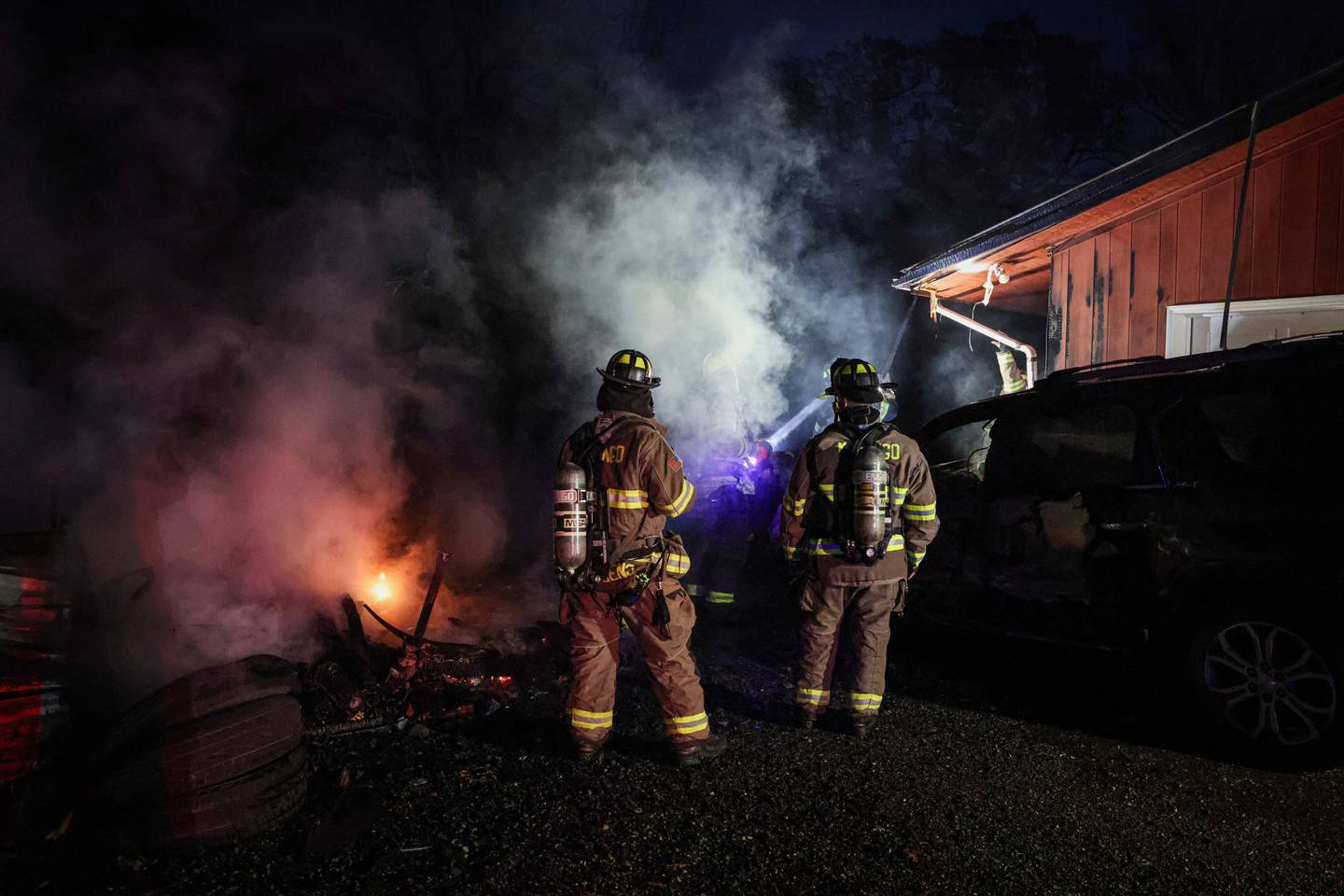 Dozens of chickens died in a house fire near Harvard Nov. 15, 2025.