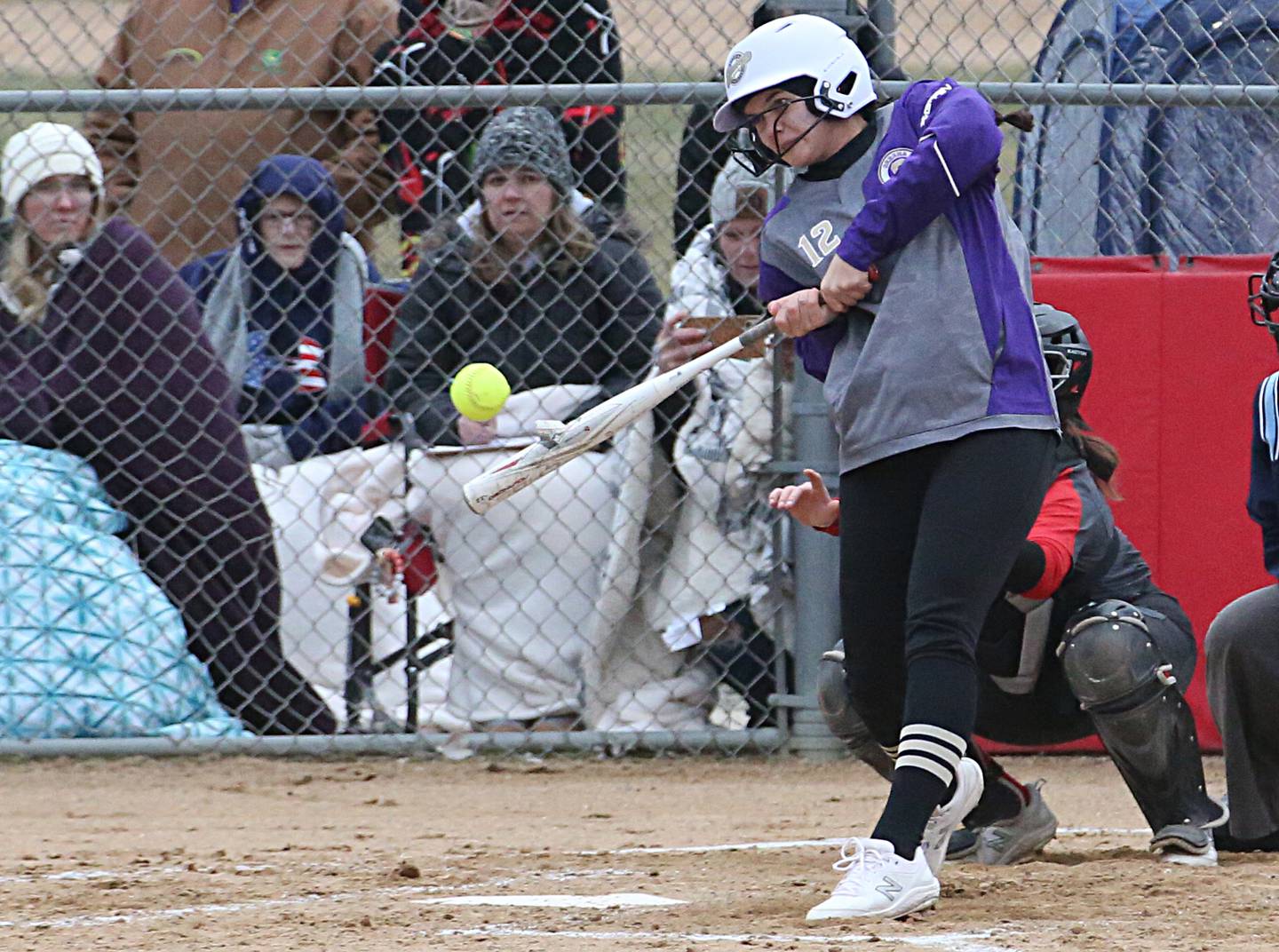 Serena's Paisley Twait hits the ball to center field to fly out against Ottawa on Tuesday, March 21, 2023 at Ottawa High School.