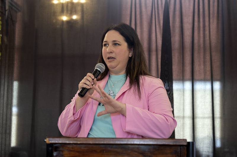 United Way of Lee County Director Ashley Richter speaks about the donation year at the campaign celebration luncheon Tuesday, May 12, 2026, in Dixon.