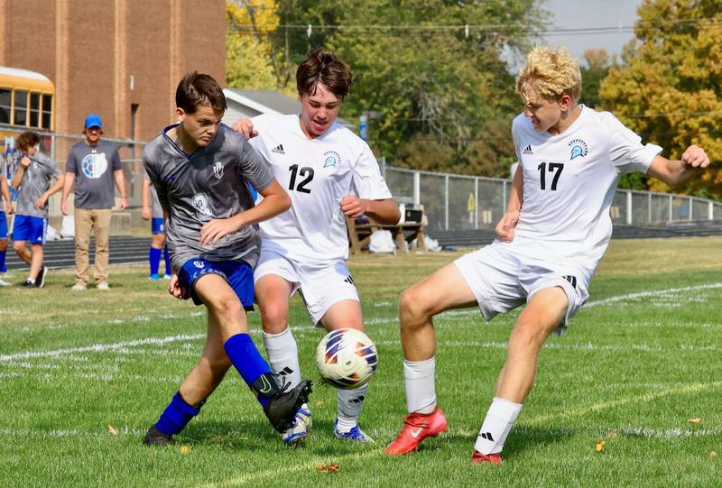 Princeton's Jackson Ellis takes a kick in Saturday's regional quarterfinal soccer match vs. Stanford Olympia at Bryant Field. The Tigers won 6-2.
