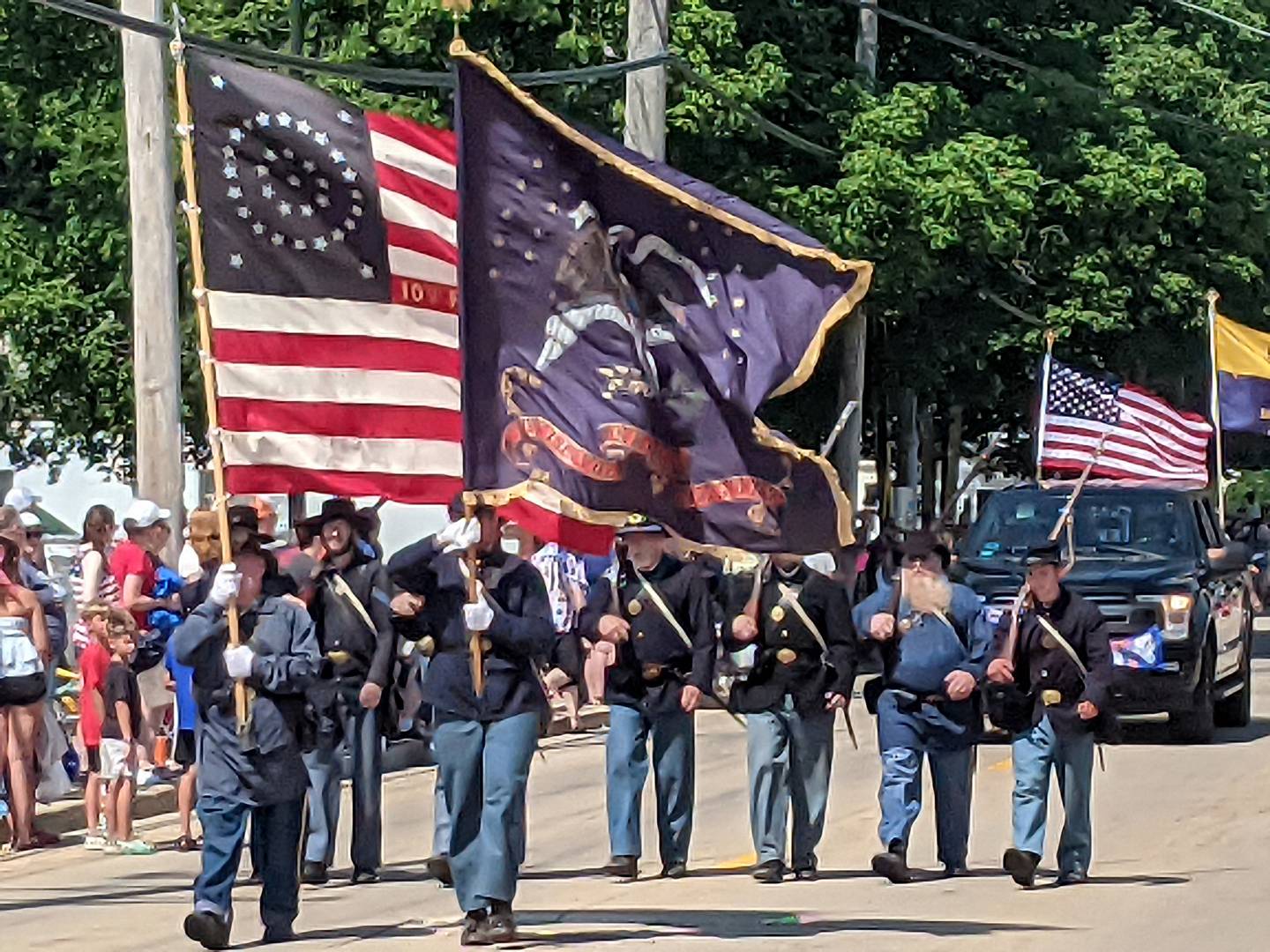 The 10th Illinois Infantry Regiment Civil War Reenacting Group participated in the Sandwich Park District Freedom Days Parade on July 5, 2025.