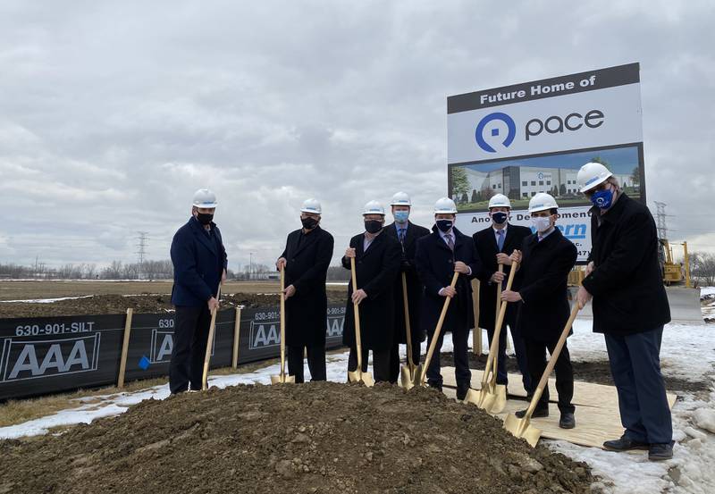 Officials from Pace Bus and the village of Plainfield broke ground on the future Pace Maintenance and Storage Garage on Jan. 6, 2021.