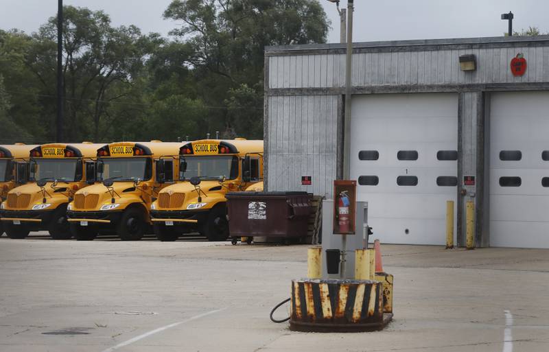 The current Cary School District 26 Transportation Center on Wednesday, Sept. 6, 2023. Members of the Cary School District 26 Board of Education voted on a transportation project site design concept and project timeline that paves the way for Maplewood Elementary to be tore down and the construction of new and larger transportation center.