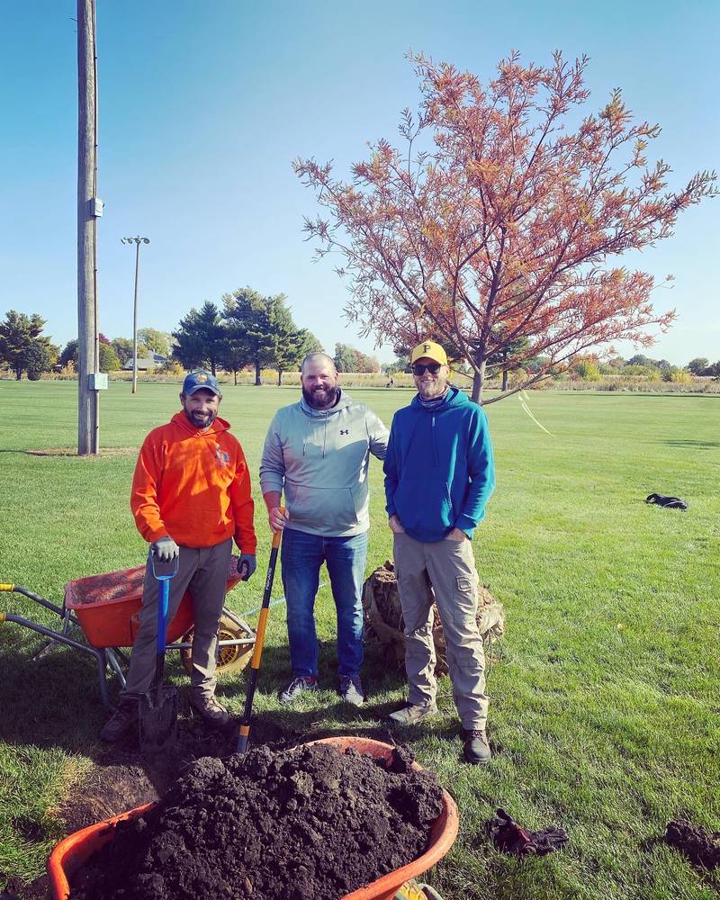 Pictured L-R: Josh Taylor, Taylor’s Way; TJ Scruggs, Country Financial Agent; Matt Wright, Superintendent of Parks.