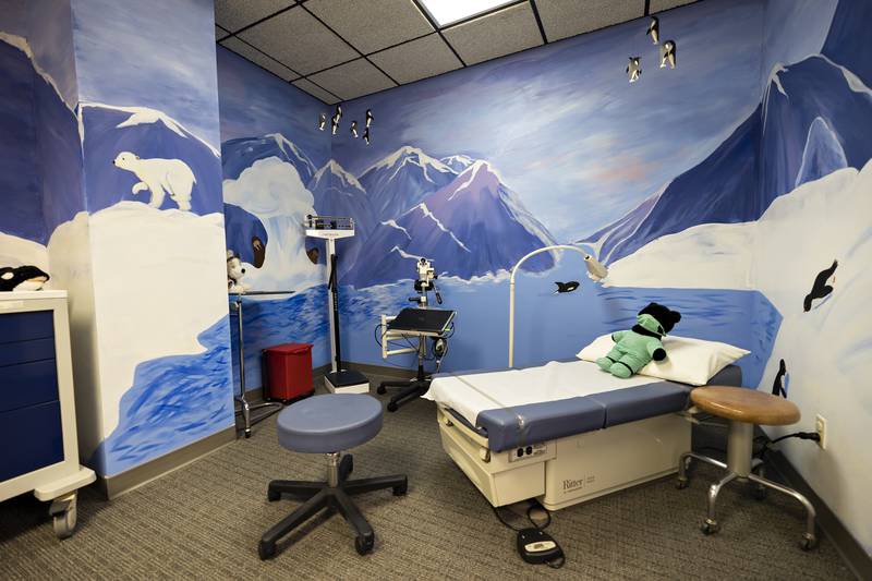The medical area at Shining Star is seen Wednesday, July 23, 2025. The child advocacy center uses MERIT (Medical Evaluation Response Initiative Team) out of Rockford for their medical services.