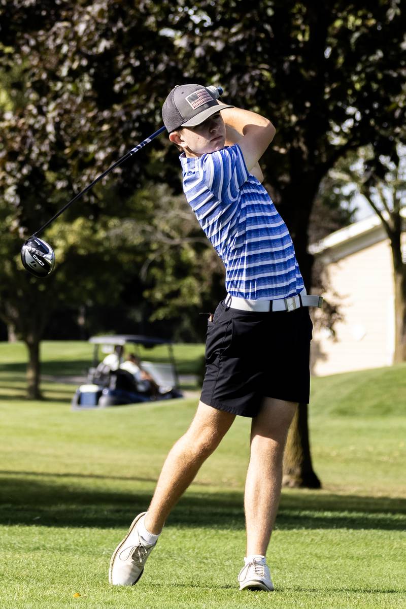 Sandburg’s Conor Brandt competes in the IHSA Boys’ Class 3A Regional at Green Garden in Frankfort on Oct. 1, 2025.