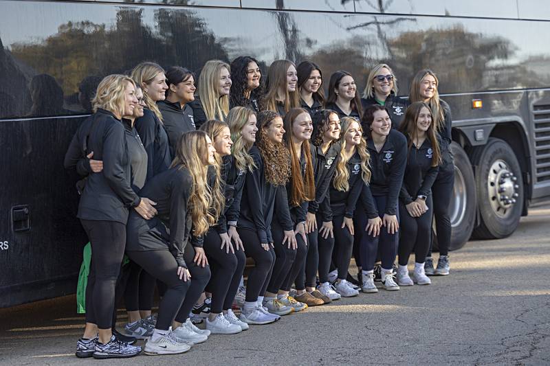 One last group photo as the RFHS volleyball team gets ready to head to state for the 2A volleyball tournament Thursday, Nov. 9, 2023.