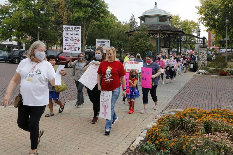 Attendees pack the historic Woodstock Square for a rally for abortion rights on Saturday, Oct. 2, 2021, in Woodstock.