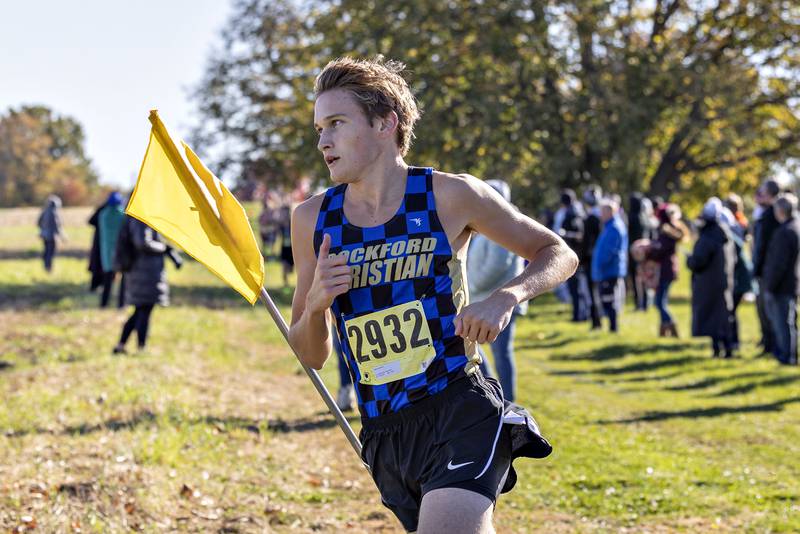 Rockford Christian’s Aidan Sosnowski takes second during the Big Northern Conference cross country race at Sauk Valley College Saturday, Oct. 15, 2022.