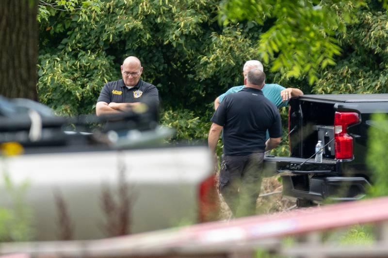 Investigation is underway at crime scene of double homicide on Thursday, July 17, 2025 on 42nd Road in Sheridan.