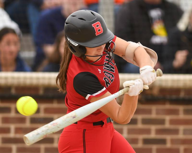 Benet Academy's Noel Klody (5) makes contact with the ball during the regional final game against Oswego on Friday May 22, 2026, held at Oswego High School.