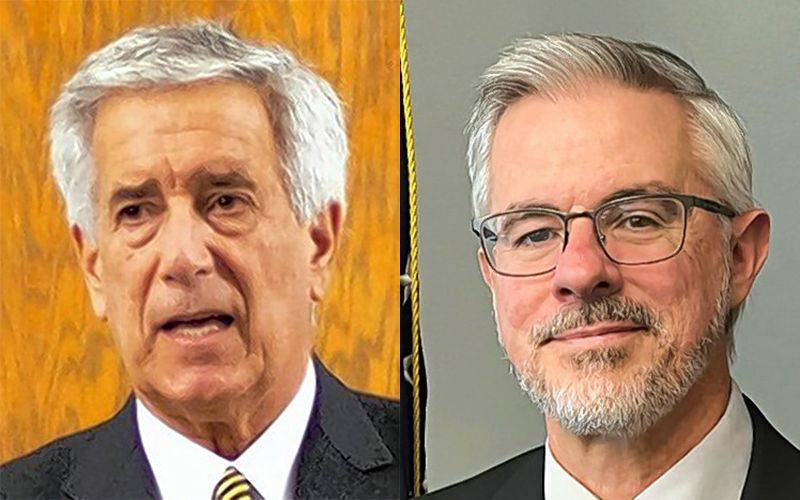 Republican Chris Lauzen, left, and Democrat Jeffrey Pripusich are running for Kane County treasurer.