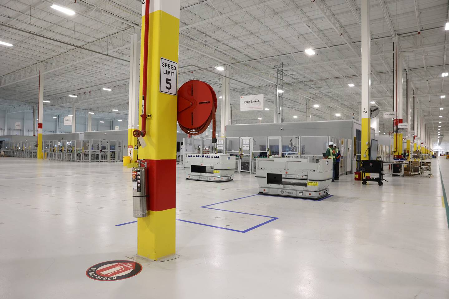 Fire extinguishing systems are placed throughout Gotion Illinois in Manteno as seen on Oct. 1, 2025.