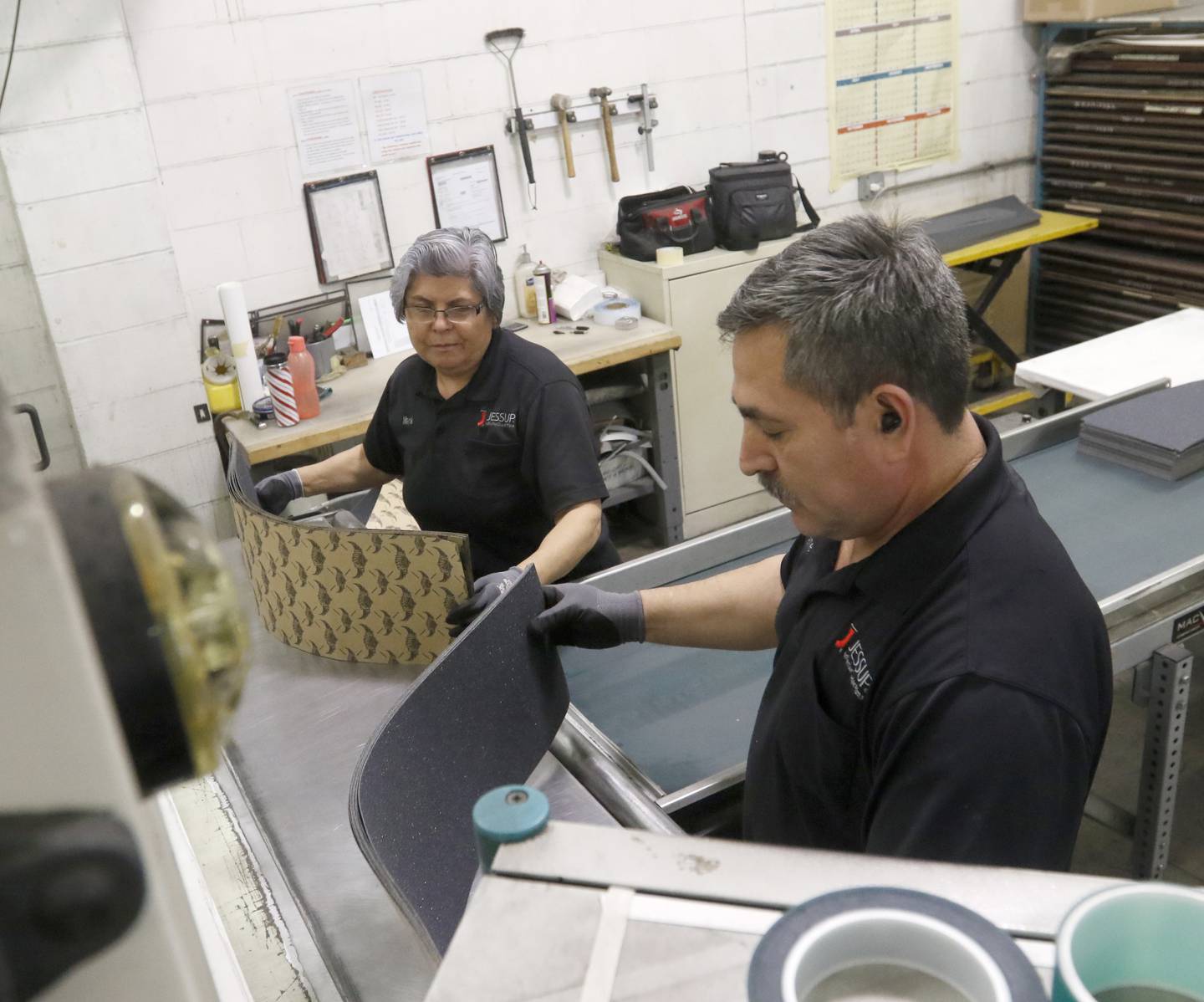 Grip tape for skateboards is made Wednesday, March 1, 2023, at Jessup Manufacturing Company in McHenry. In February, Jessup was named as one of the Top 50 companies of 2023 by Digital Output Magazine, partly because of its unique products.