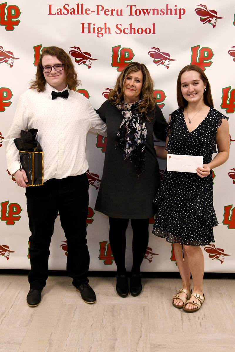 Tanner Egbert (left)  received the 2024 English Award and Faith Arkins (right) received the 2024 Georgia Stohr Memorial Award at La Salle-Peru High School.