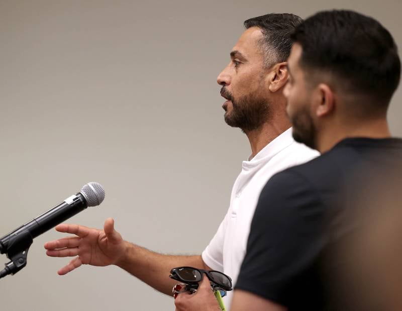 Public commenters talk Monday, June 23, 2025, about how amending the city code to prohibit the sale of illicit THC products and kratom within DeKalb would hurt small businesses during the city council meeting at the DeKalb Public Library.