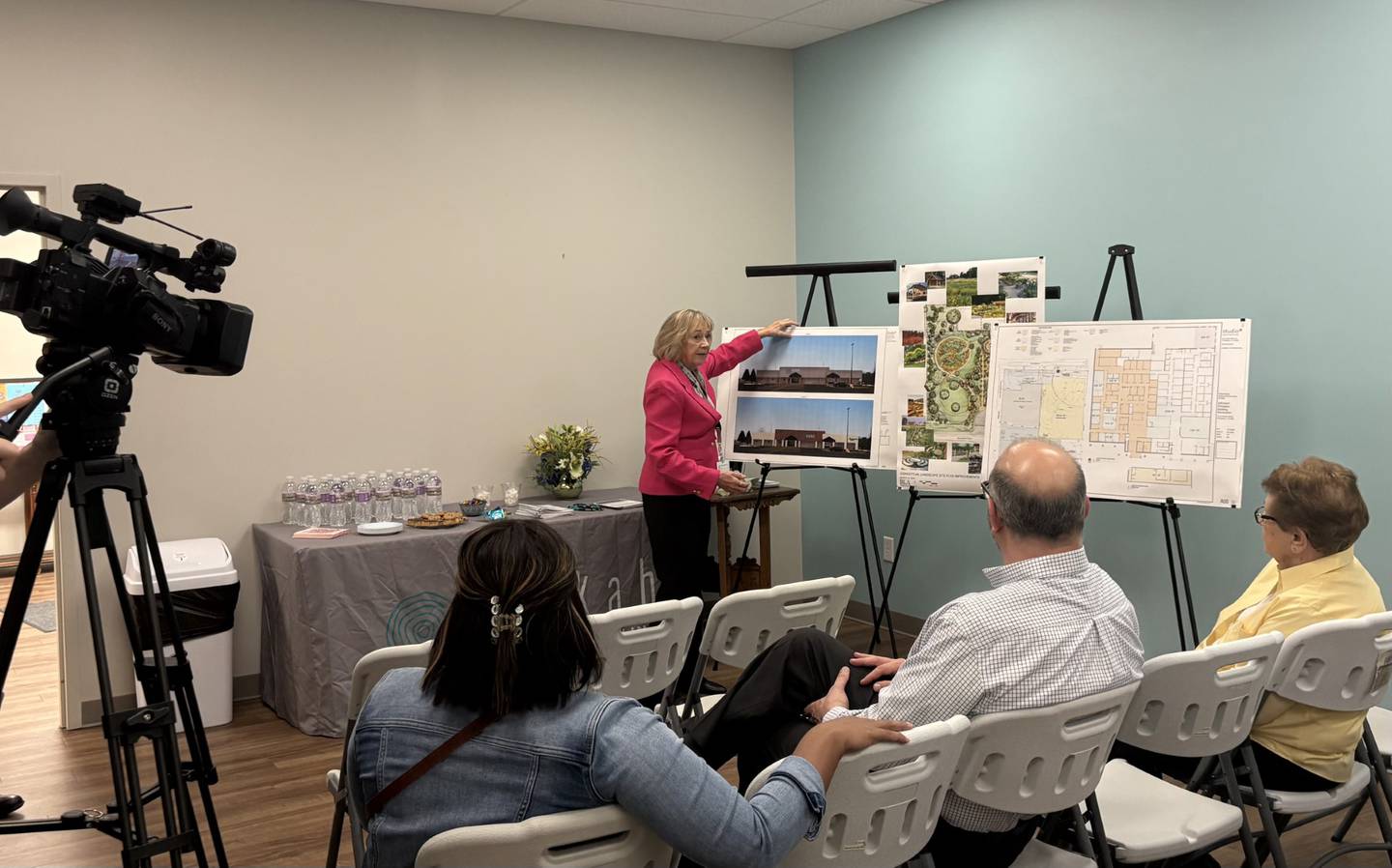 Arukah Institute Interim CEO Pat Schou presents renovation plans for the organization’s Princeton facility during a funding announcement Tuesday, March 31, 2026.