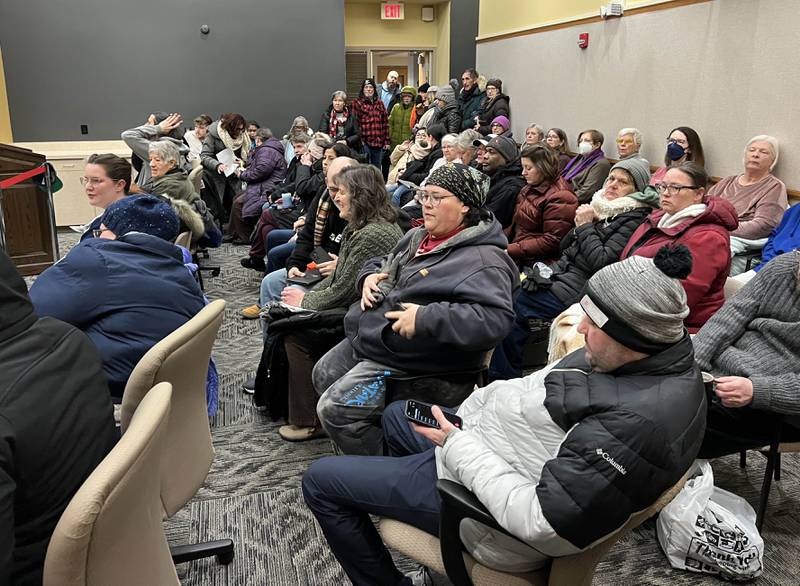 A large group attended the Law and Justice Committee of the DeKalb County Board meeting Monday, Jan. 26, 2026, at the DeKalb County Legislative Center in Sycamore.