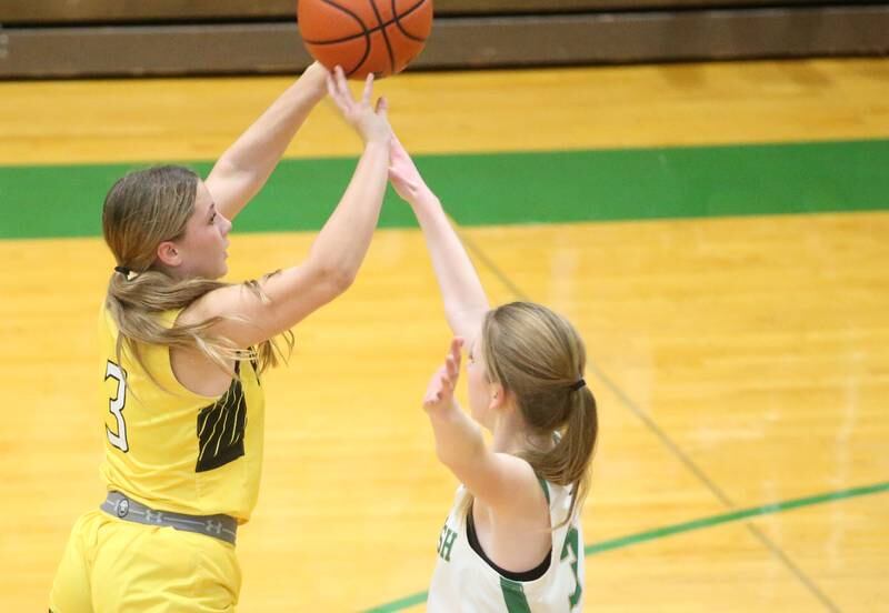 Putnam County's Gabby Doyle shoots. a jump shot over Seneca's Evelyn O'Connor on Thursday, Jan. 4, 2024 at Seneca High School.