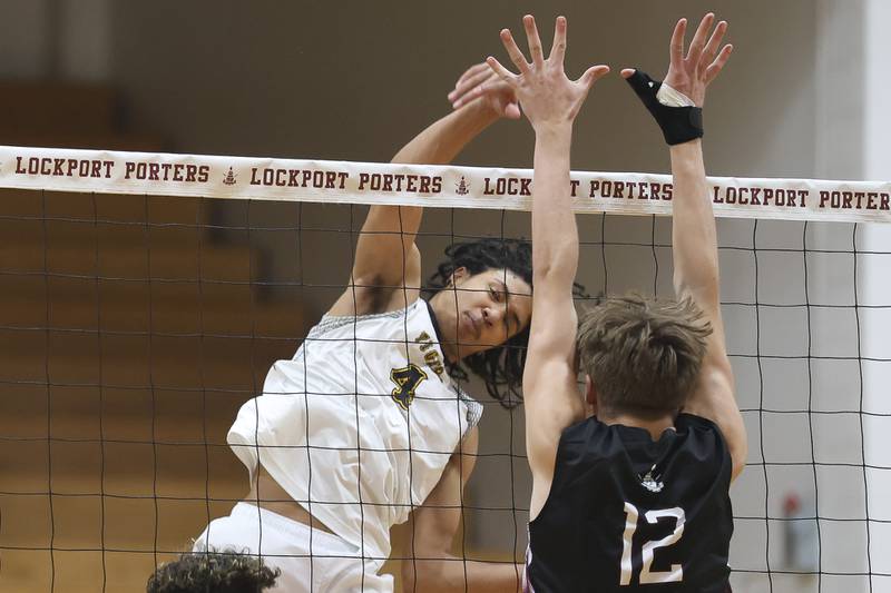 Joliet West’s Andrae Lyles powers a shot against Lockport on Tuesday, March 31, 2026 in Joliet.