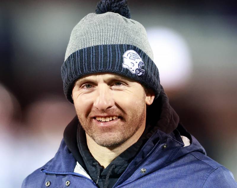 Prospect's head coach Dan DeBoeuf during the IHSA Class 7A playoff football game Friday, Oct. 31, 2025 in Downers Grove.