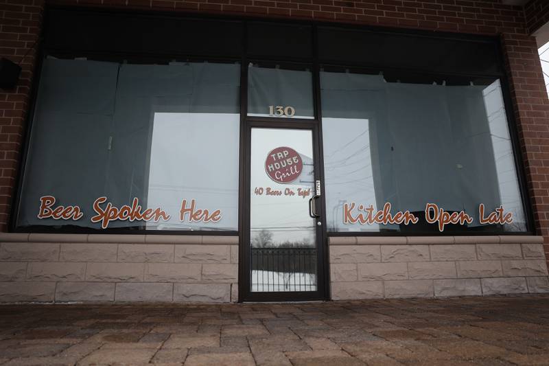 The Tap House Grill in Plainfield sits closed and the windows covered up on Tuesday, Jan. 9th, 2024.