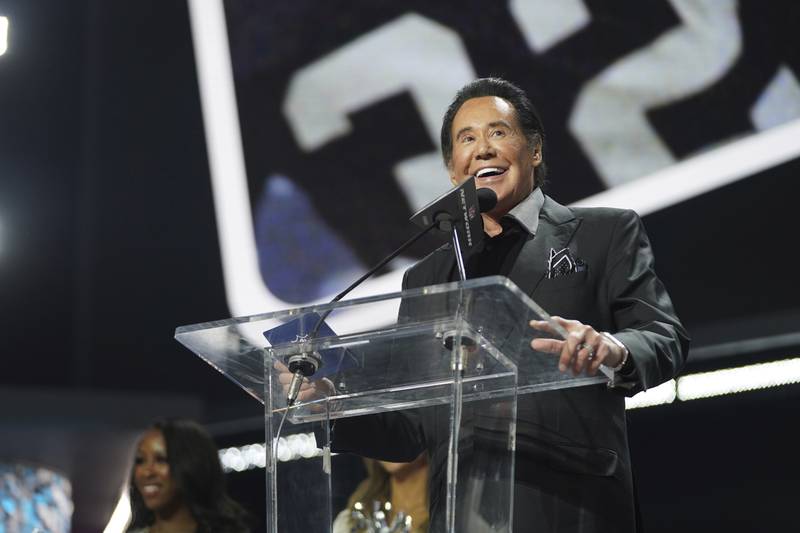 Wayne Newton speaks during the 2022 NFL Draft on Friday, April 29, 2022, in Las Vegas. (AP Photo/Doug Benc)