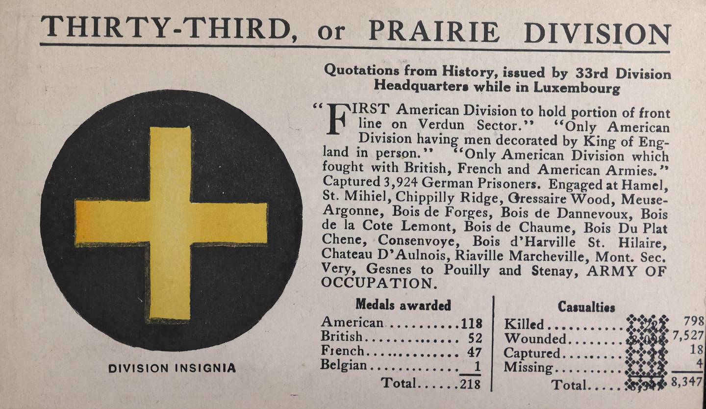 One of the items found inside of the service record book of WWI U.S. Army soldier Albert Leonhard that was purchased by DeKalb resident John Wright at a local estate sale.