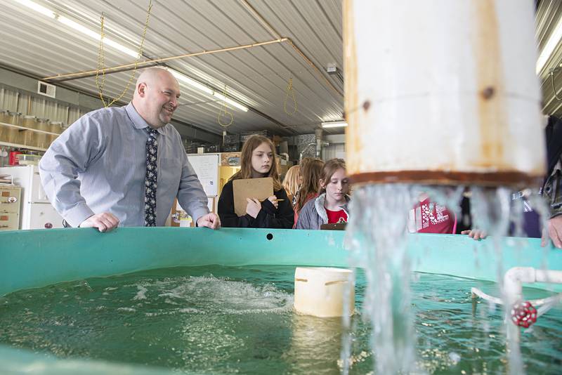Eastland school district 308 superintendent Alex Kashner is learning the hatchery process right alongside the 47 fifth graders.