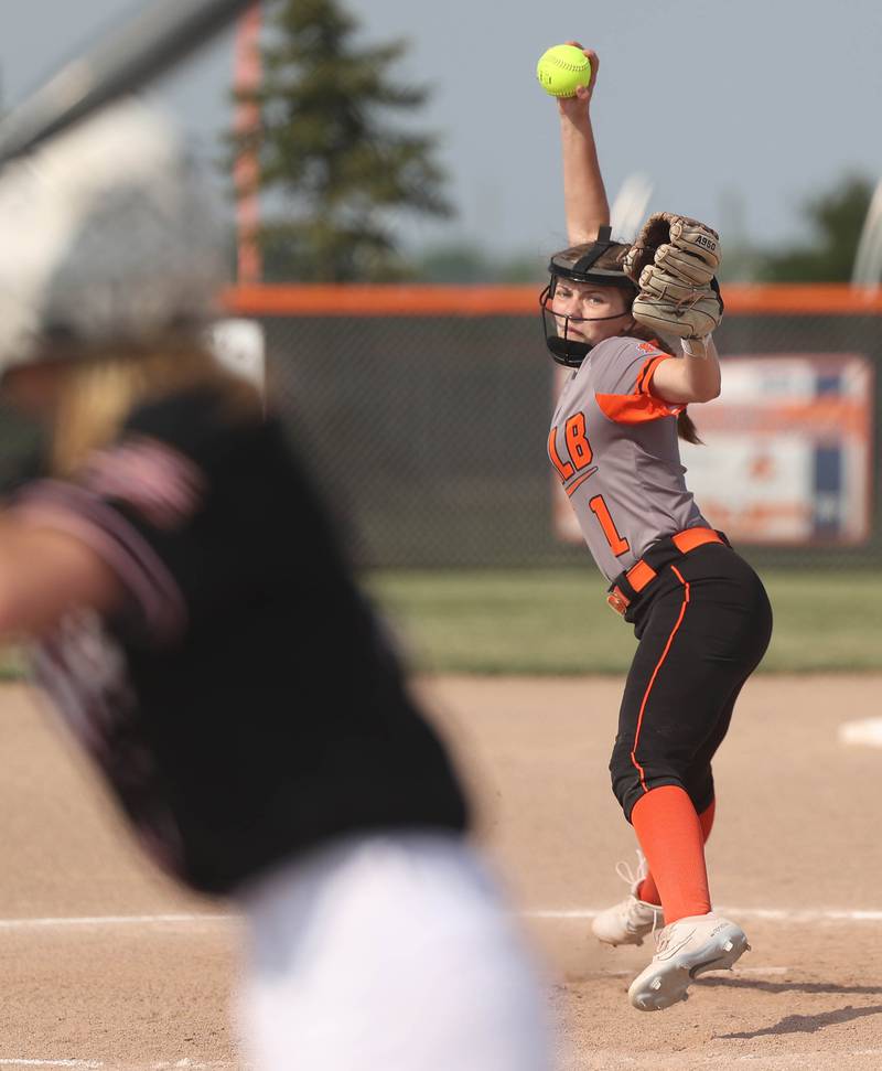 Dekalb's Hazel Montavon delivers a pitch during their Class 4A regional game against Auburn Wednesday, May 24, 2023, at DeKalb High School.