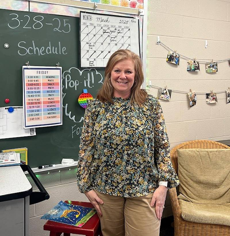 Lisa Phad is seen inside her third grade classroom at St. Mary Immaculate Catholic School in Plainfield on Friday, March 28, 2025.