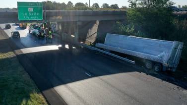 Photos: Semi strikes Illinois Route 251 bridge over Interstate 80 in Peru