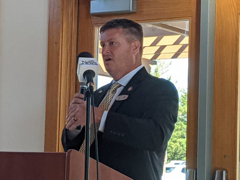 Kendall County Board Chairman Matt Kellogg talks during the State of Kendall County address on Sept. 26 at Hoover Forest Preserve’s Meadowhawk Lodge in Yorkville.