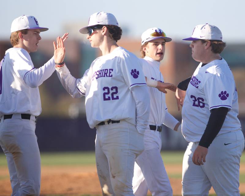 Hampshire celebrates the Win over Cary Grove on Wednesday, April24,2024 in Hampshire.
