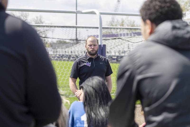 Dixon science teacher Ryan Deets speaks to his forensics class Tuesday, April 22, 2025.