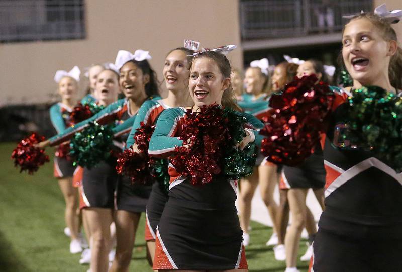L-P cheerleaders perform on the sidelines during the game against Metamora on Friday, Sept. 1, 2023 at Howard Fellows Stadium.