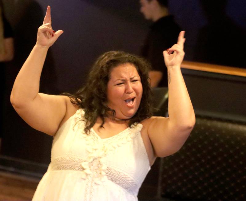 Brandy Braxton of Victory Voice gets revved up as she takes the 360-degree Photo Booth for a spin during Shaw Media's Best of the Fox celebration at Lou’s Lounge at the Dole in Crystal Lake on Thursday, Sept. 18, 2025. Braxton’s firm Victory Voice won an award as part of the Best of the Fox for the eighth consecutive year as it was named The Best in the Music Lessons category.