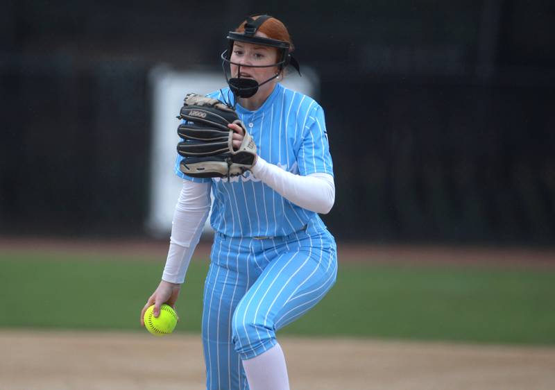 Lake Park's Gianna Furlano pitches during a game against St. Charles North on Wednesday, April 30, 2025 in St. Charles.