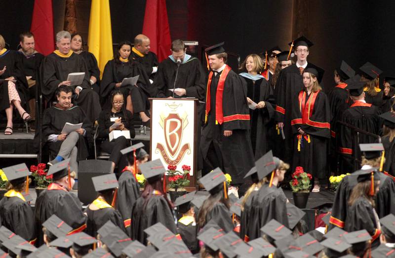 Batavia High School graduates walk across the stage for their diplomas during the school’s 2023 commencement ceremony at Northern Illinois University in DeKalb on Wednesday, May 24, 2023.