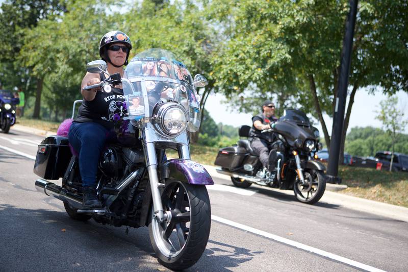 Bikers ride in the 9th Annual Ride for John for my child's life matters on Saturday Aug.2, 2025 in Carol Stream.