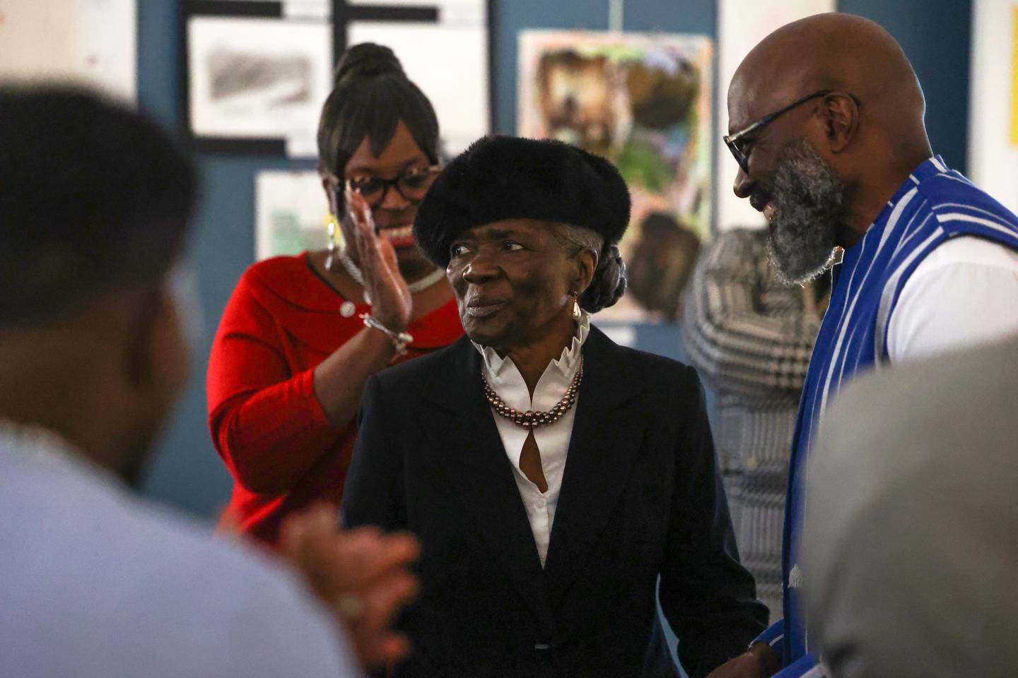 Leola Copeland, widow of the late Kankakee civil rights leader Rev. William Copeland, receives a standing ovation during the opening of the exhibit 'Called to Kankakee: The Life and Legacy of the Rev. William H. Copeland Jr.' at the Kankakee County Museum on Saturday, Feb. 7, 2026.