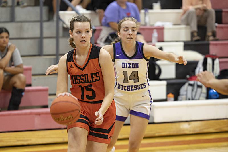 Milledgeville’s Lily Smith drives the basket Thursday, June 15, 2023 during the Sauk Valley Media All-Star Basketball Classic at Sauk Valley College.