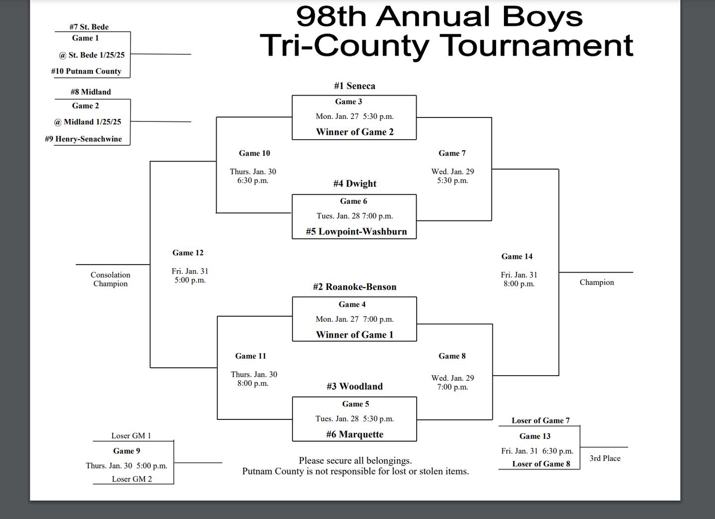 The 98th annual Tri-County Conference Tournament will run Jan. 25-31.