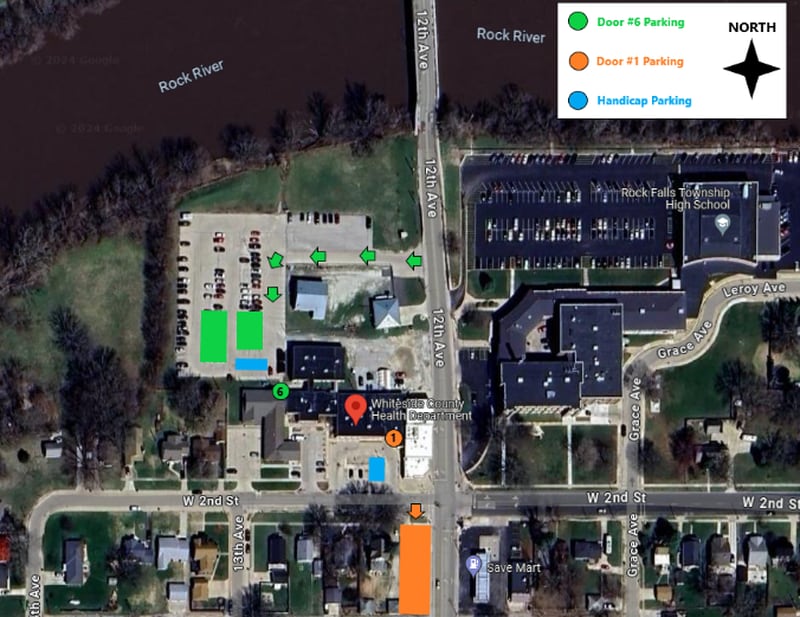 Starting March 11, patient parking at the Whiteside County Health Department Community Health Clinic at 1300 W. Second St. in Rock Fa;;s will be divided into three main areas as construction expands, the department said in a news release Monday